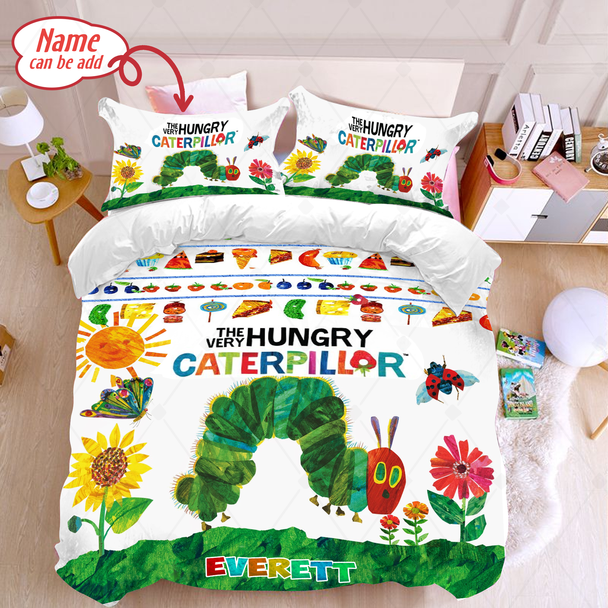 Personalized The Very Hungry Caterpillar Duvet Cover And Pillowcase Hungry Caterpillar Bedding Set Kids Bedding Sets Eric Carle Fan Gifts